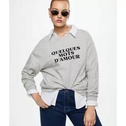 Mango Message Cotton Sweatshirt -Mango popular store mango 9484 3622726 2