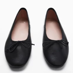Mango Bow Leather Ballerinas -Mango popular store mango 9491 9698046 4