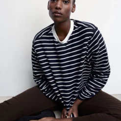 Mango Striped Cotton-Blend Sweatshirt -Mango popular store mango 9512 1648046 6