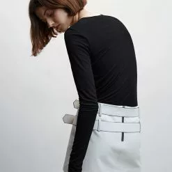 Mango Ribbed Long-Sleeved T-Shirt -Mango popular store mango 9523 0148046 2