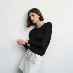 Mango Ribbed Long-Sleeved T-Shirt -Mango popular store mango 9524 0148046 4