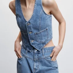Mango Denim Vest Pockets -Mango popular store mango 9539 1498046 3