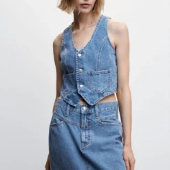 Mango Denim Vest Pockets -Mango popular store mango 9540 1498046 5