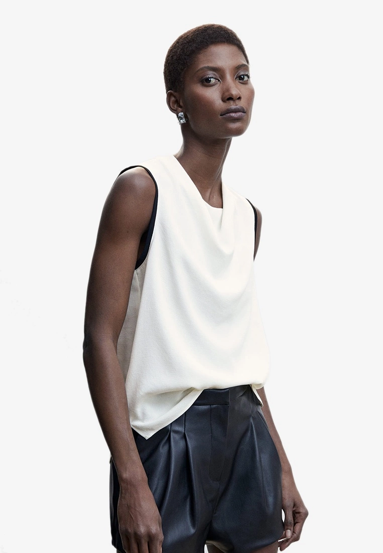 Mango Contrast Sleeve Blouse 3 Mango Contrast Sleeve Blouse