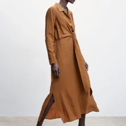 Mango Knot Detail Shirt Dress -Mango popular store mango 9589 0348046 4