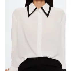 Mango Contrast Trim Shirt -Mango popular store mango 9705 2916626 3