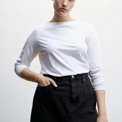 Mango Cotton Boat Neck T-Shirt -Mango popular store mango 9779 5626536 2