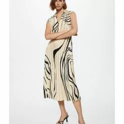 Mango Flowy Pleated Dress