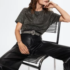 Mango Lurex Knitted T-Shirt -Mango popular store mango 9904 2046336 4