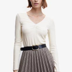 Mango Long-Sleeve T-Shirt with Ruffles